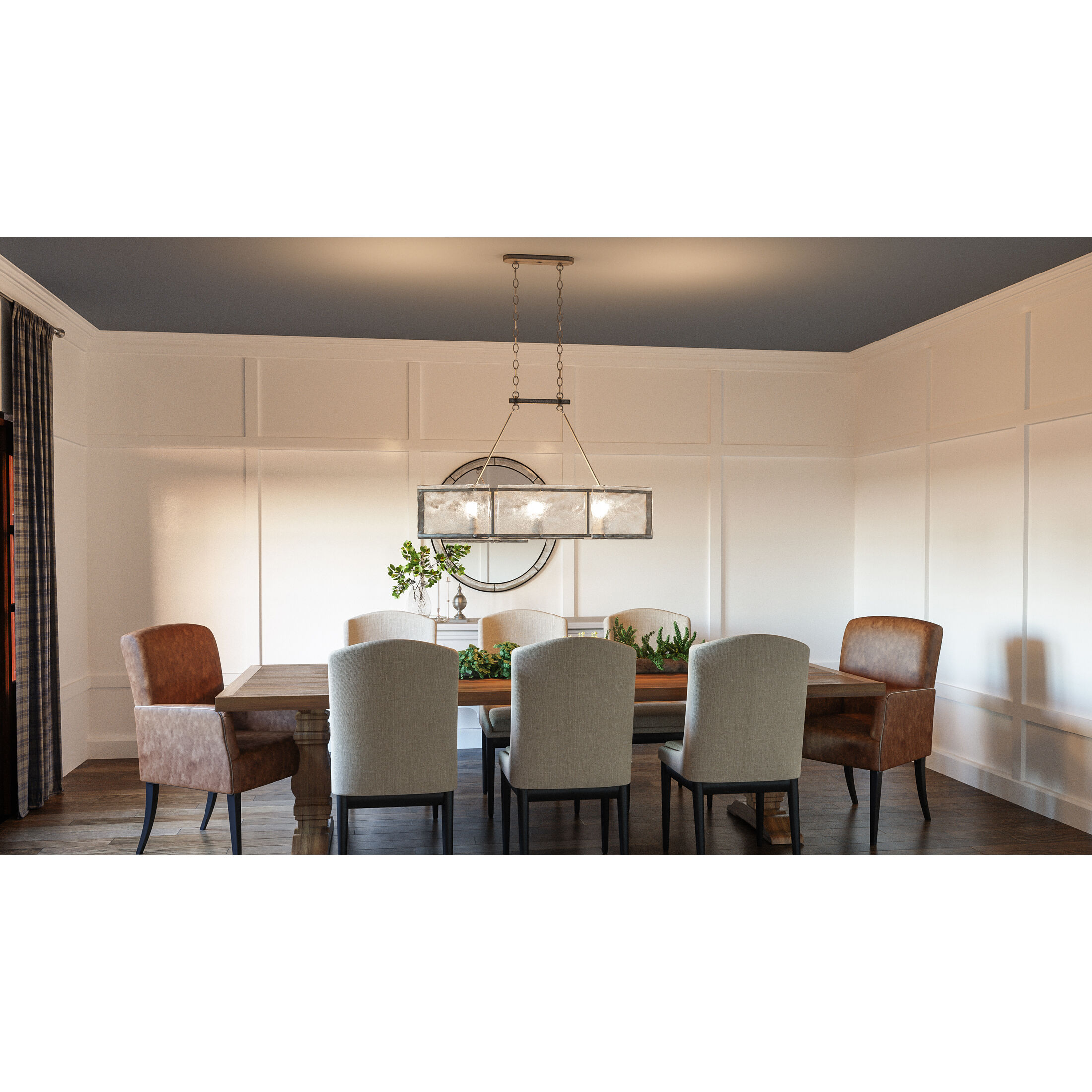 Fortress 6 Light 39 inch Mottled Silver Island Chandelier Ceiling Light