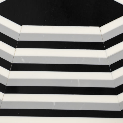Octagonal Stripe White and Black Tray, Set of 2