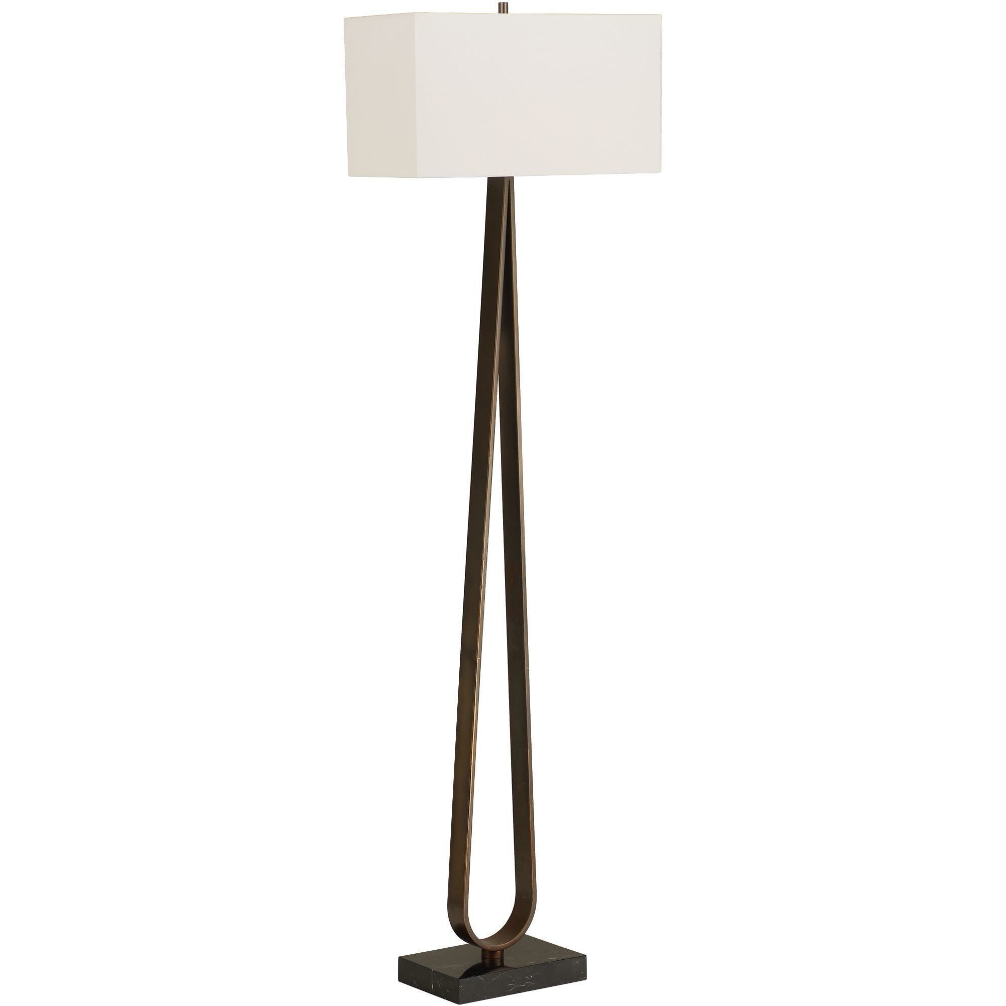 Galloway 64.75 inch 150.00 watt Dark Bronze and Black Marble Floor Lamp Portable Light