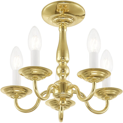 Livex Lighting Williamsburgh 5 Light Polished Brass Chandelier