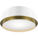 Salvo LED 12 inch White and Aged Brass Flush Mount Ceiling Light in 2700K, White/Aged Brass, dweLED