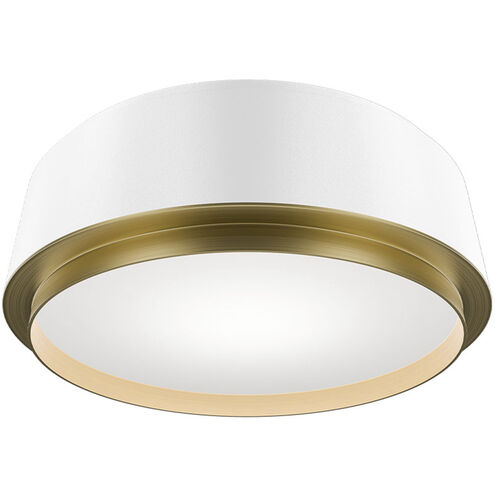 Salvo LED 12 inch White and Aged Brass Flush Mount Ceiling Light in 2700K, White/Aged Brass, dweLED