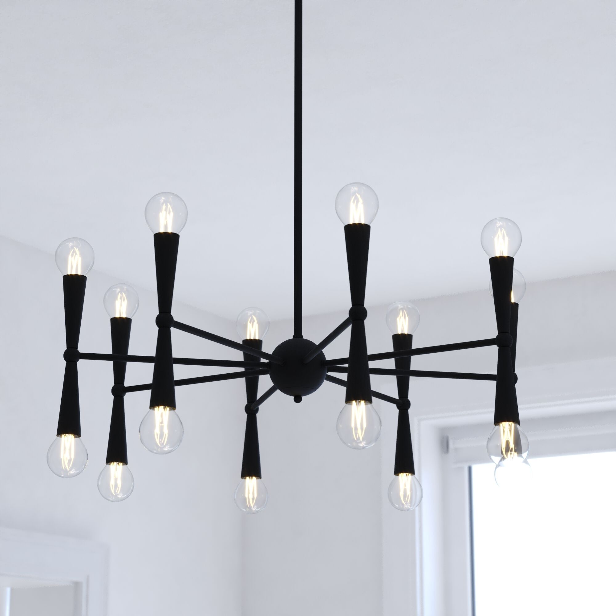 Drake LED 29 inch Matte Black Chandelier Ceiling Light
