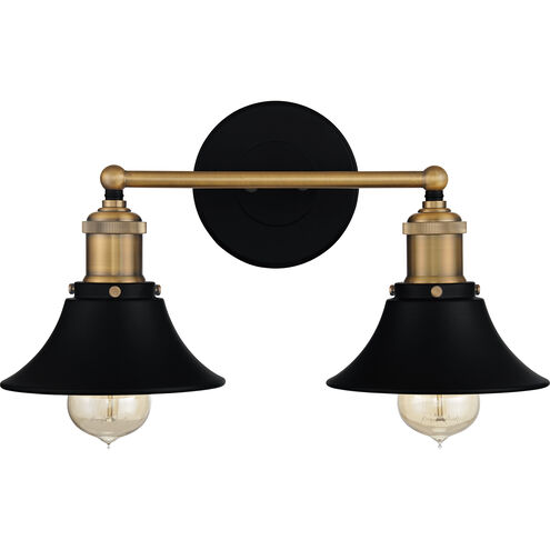 Trafalgar 2 Light 15 inch Matte Black Bath Light Wall Light
