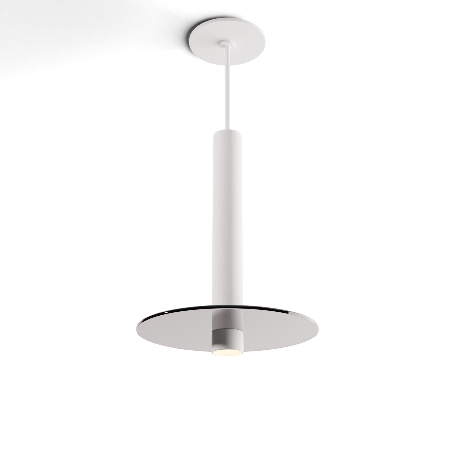 Combi LED 9 inch Matte White Pendant Ceiling Light in Dark Grey Glass, Suspension / Flush Mount 2-in-1