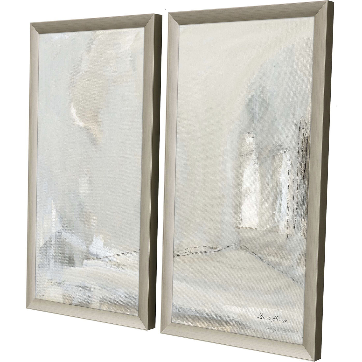 Abstract Gray and Neutral and White Framed Art