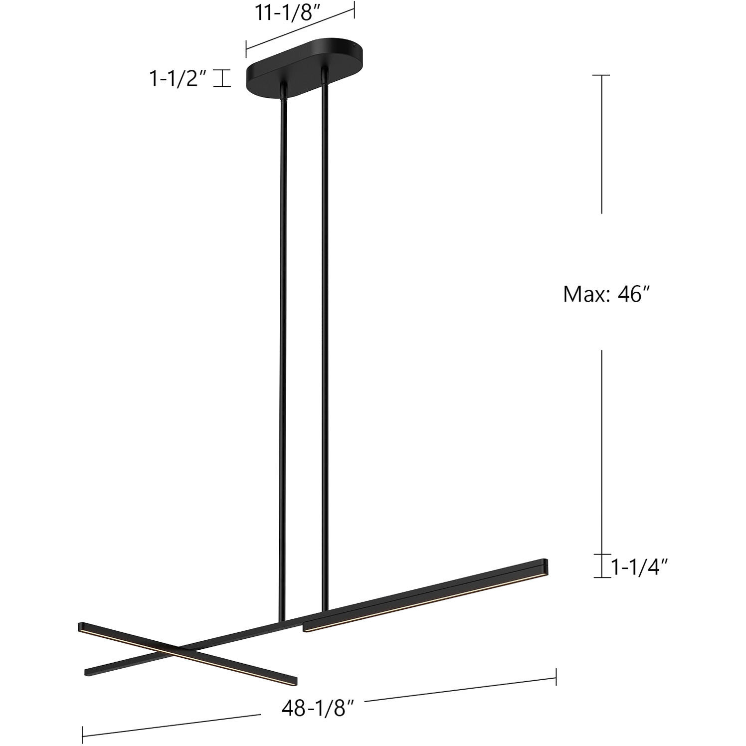 Shift LED 48.13 inch Brushed Gold Linear Pendant Ceiling Light