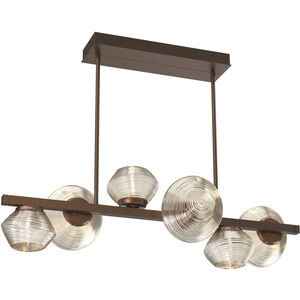 Mesa LED Burnished Bronze Linear Multi-Pendant Ceiling Light in 3000K LED, Amber, Twisted Branch
