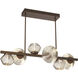 Mesa LED Burnished Bronze Linear Multi-Pendant Ceiling Light in 3000K LED, Amber, Twisted Branch