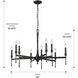 Landon 9 Light 34 inch Matte Black Chandelier Ceiling Light
