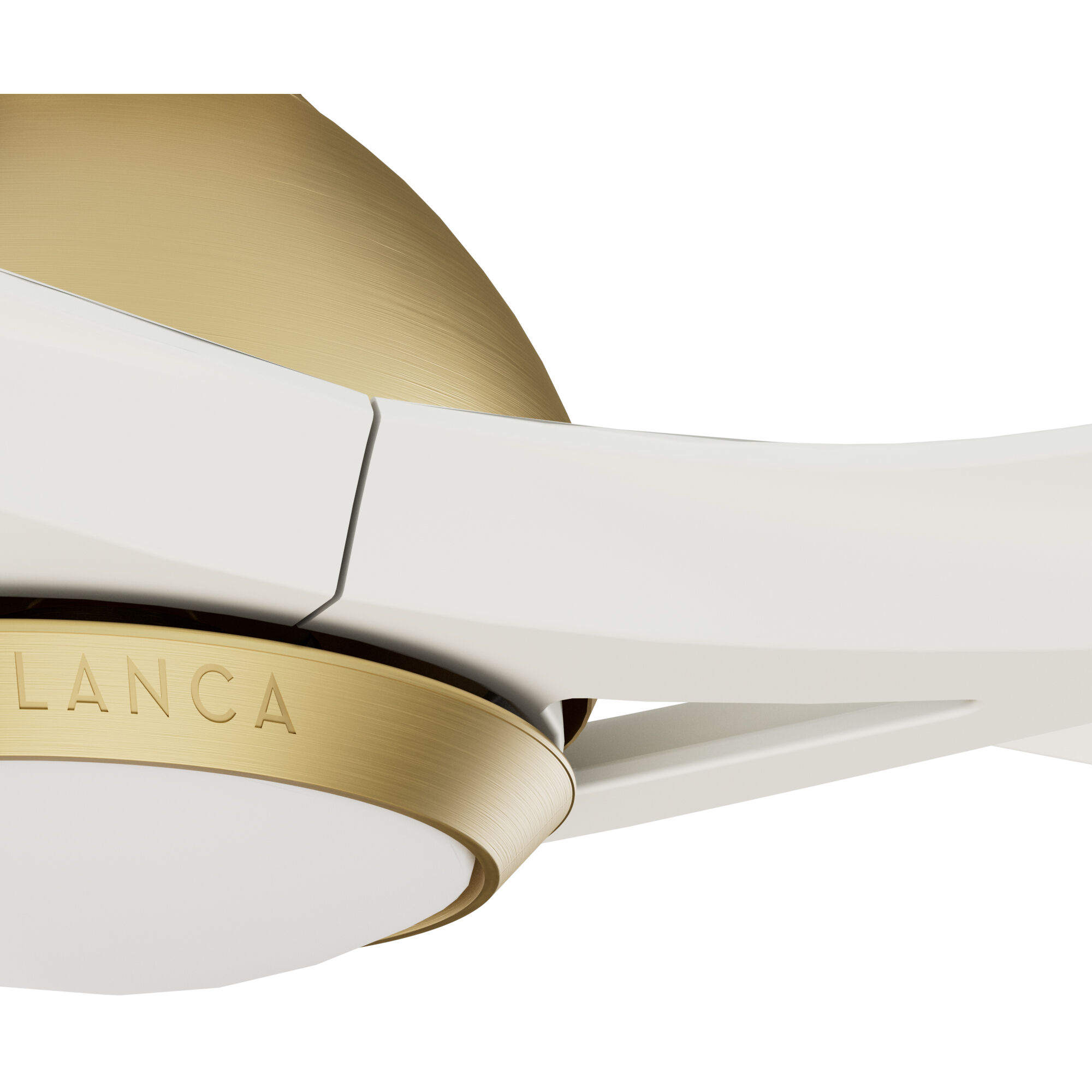 Elise 54 inch Alturas Gold with Fresh White Blades Outdoor Ceiling Fan