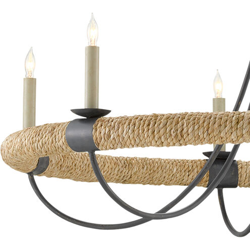 Shipwright 6 Light 38.5 inch French Black/Smokewood/Natural Abaca Rope Chandelier Ceiling Light