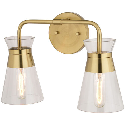 Harper LED 15 inch Natural Brass Bathroom Light Wall Light