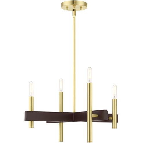 Denmark 4 Light 20 inch Satin Brass Chandelier Ceiling Light