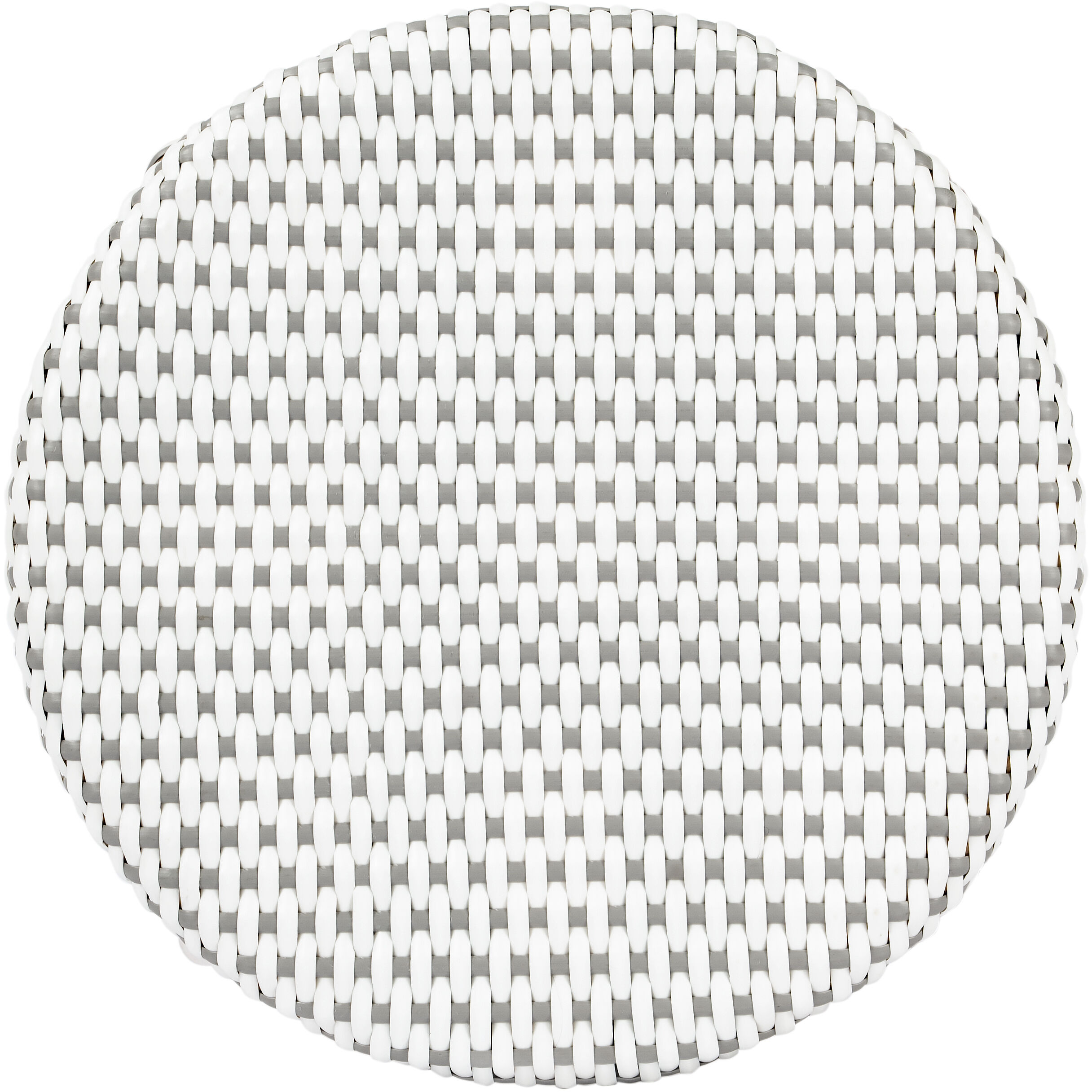Tobias Round Rattan 30" Bar Stool in White and Gray Dot