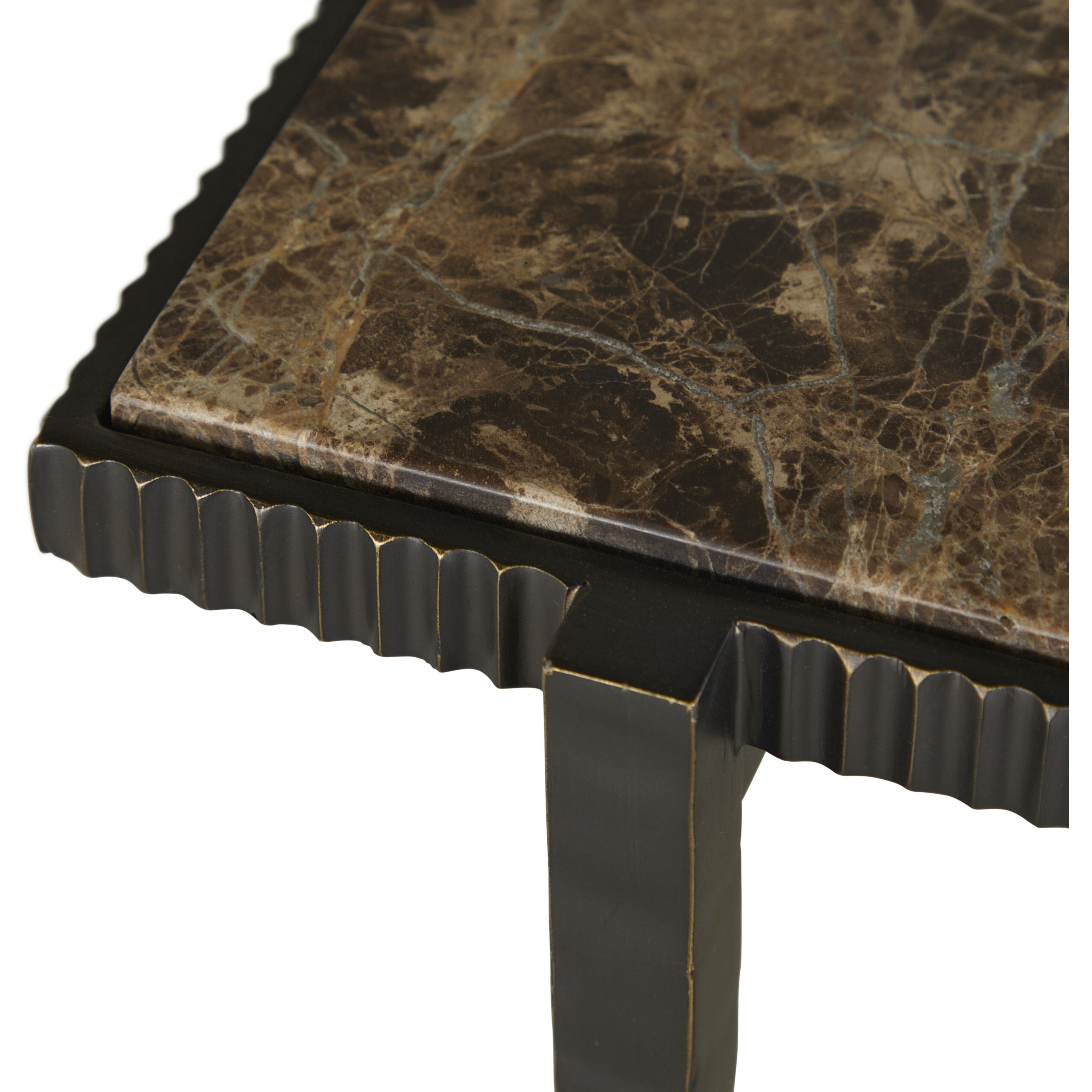 Ariana Forged Antique Bronze and Marron Imperial Marble Bar Console