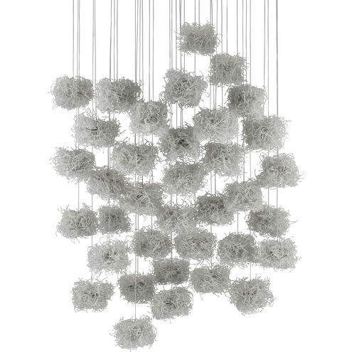 Birds Nest 36 Light 33 inch Painted Silver/Clear Multi-Drop Pendant Ceiling Light