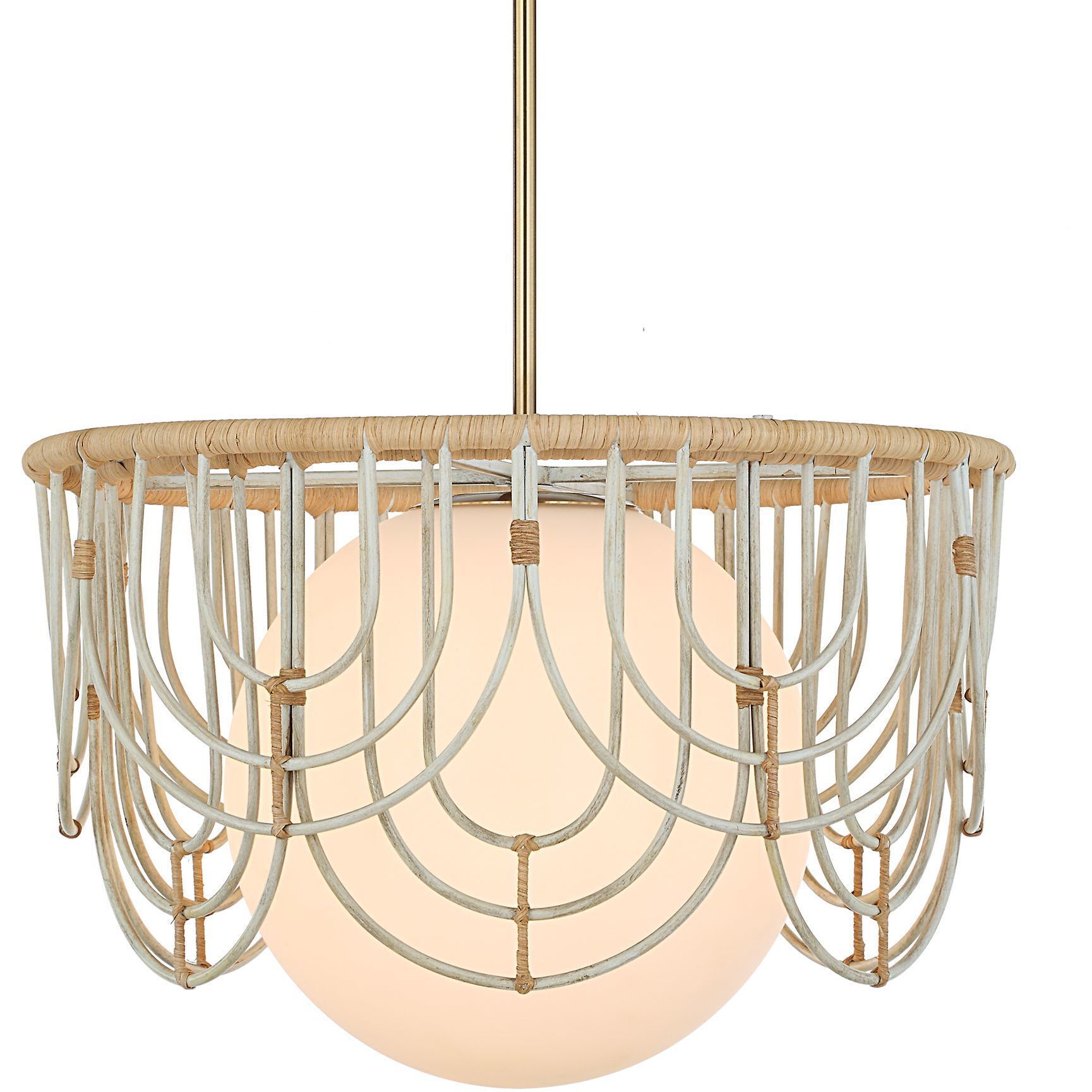 Arches 1 Light 20 inch Warm White and Natural Rattan Pendant Ceiling Light