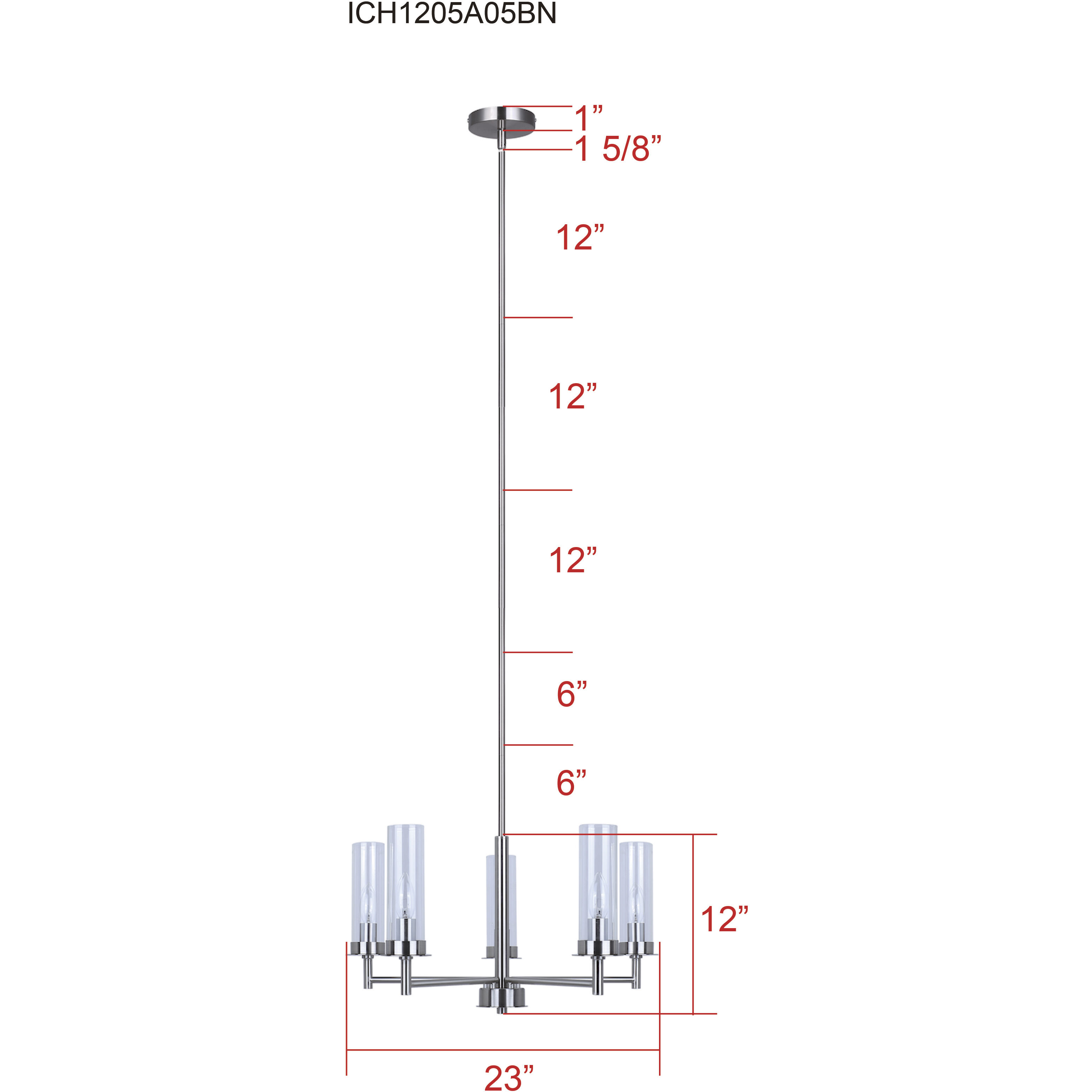 Benson 5 Light 23 inch Brushed Nickel Chandelier Ceiling Light