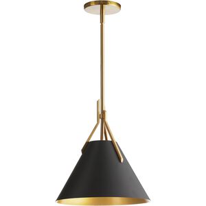 Nicole 1 Light 12 inch Aged Brass with Black Pendant Ceiling Light
