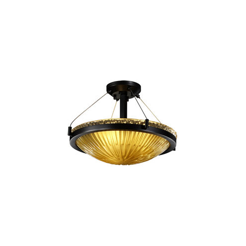 Veneto Luce LED 18 inch Matte Black Semi-Flush Ceiling Light in 3000 Lm LED, White Frosted (Veneto Luce)