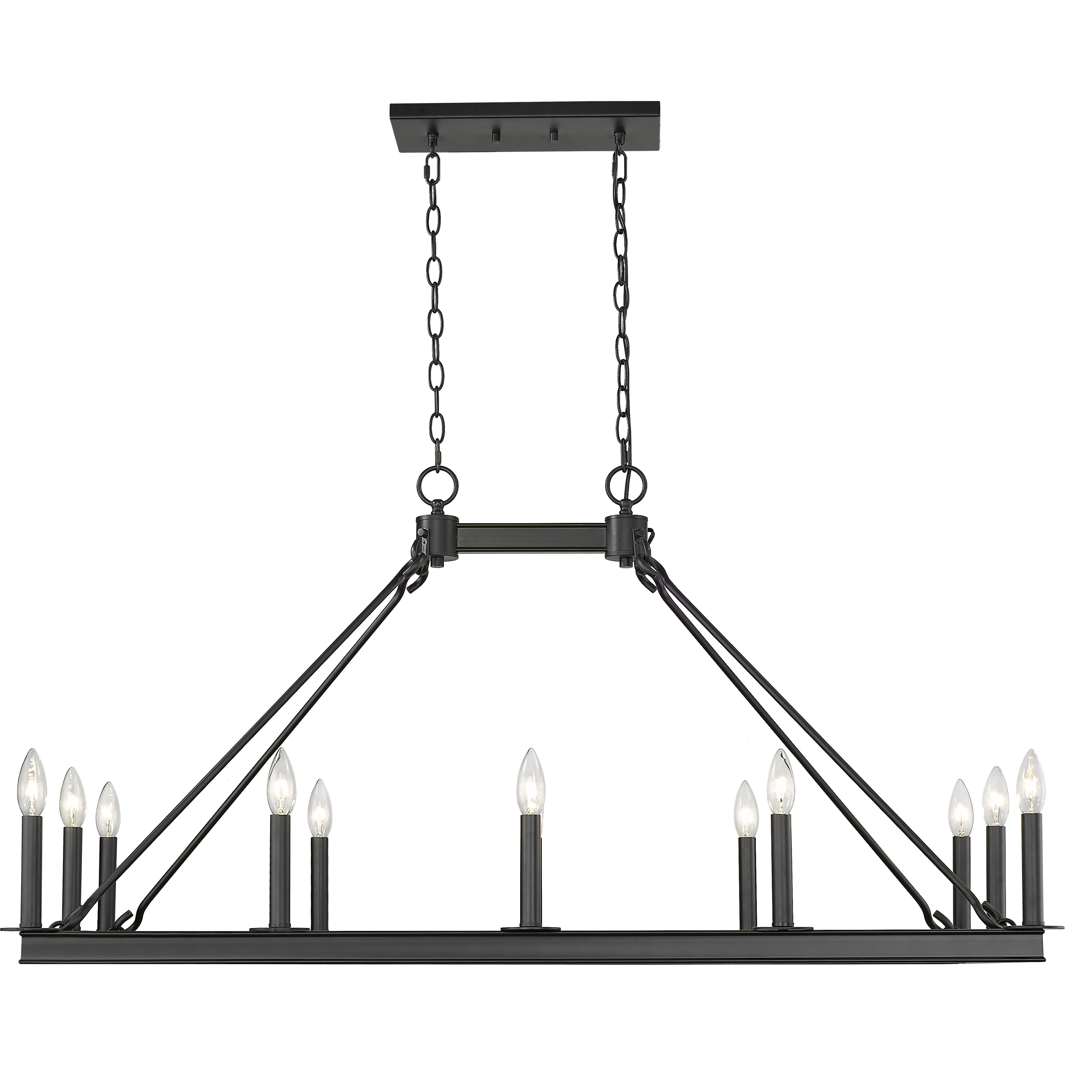 Barclay 12 Light 45 inch Matte Black Linear Chandelier Ceiling Light