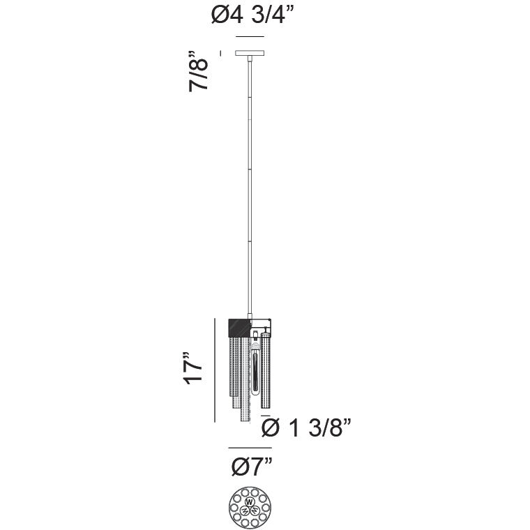 Kellan 3 Light 7 inch Matte Black Pendant Ceiling Light