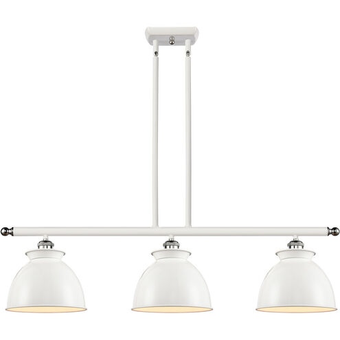Ballston Adirondack 3 Light 36 inch White and Polished Chrome Island Light Ceiling Light in Incandescent, Glossy White, Ballston