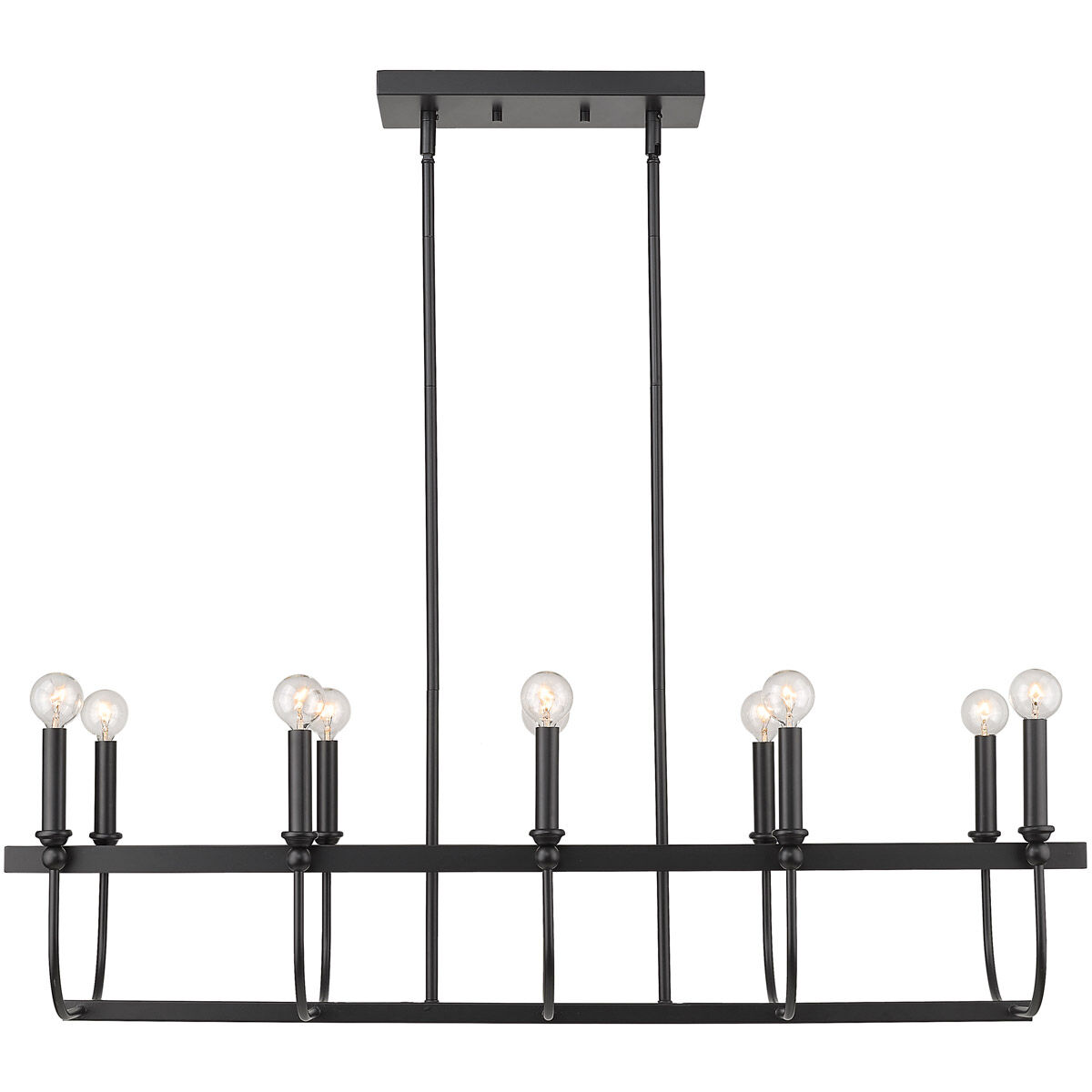 Beckett 10 Light 40 inch Matte Black Island Pendant Ceiling Light