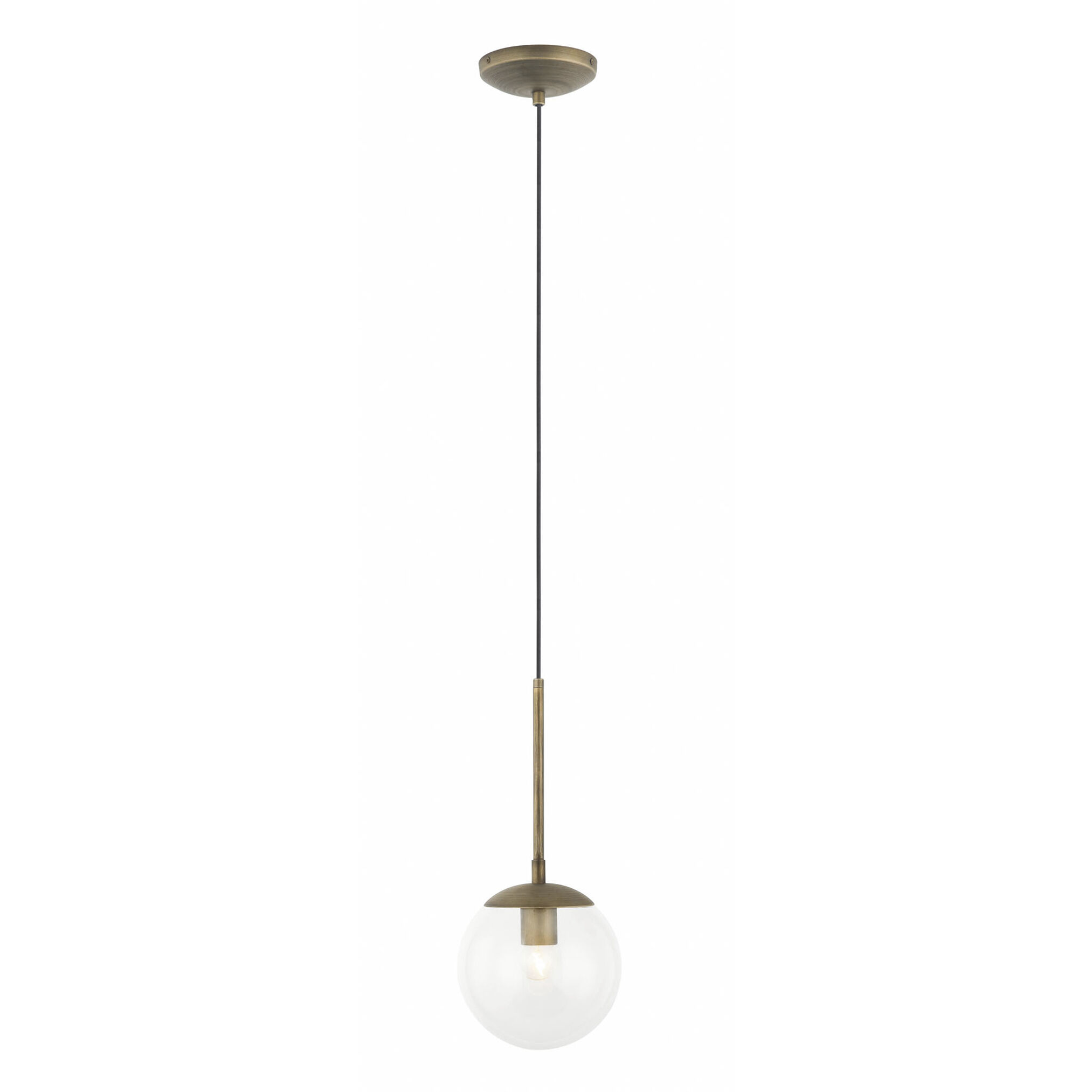 Mid-Century 1 Light 7 inch Antique Brass Mini Pendant Ceiling Light