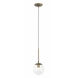 Mid-Century 1 Light 7 inch Antique Brass Mini Pendant Ceiling Light