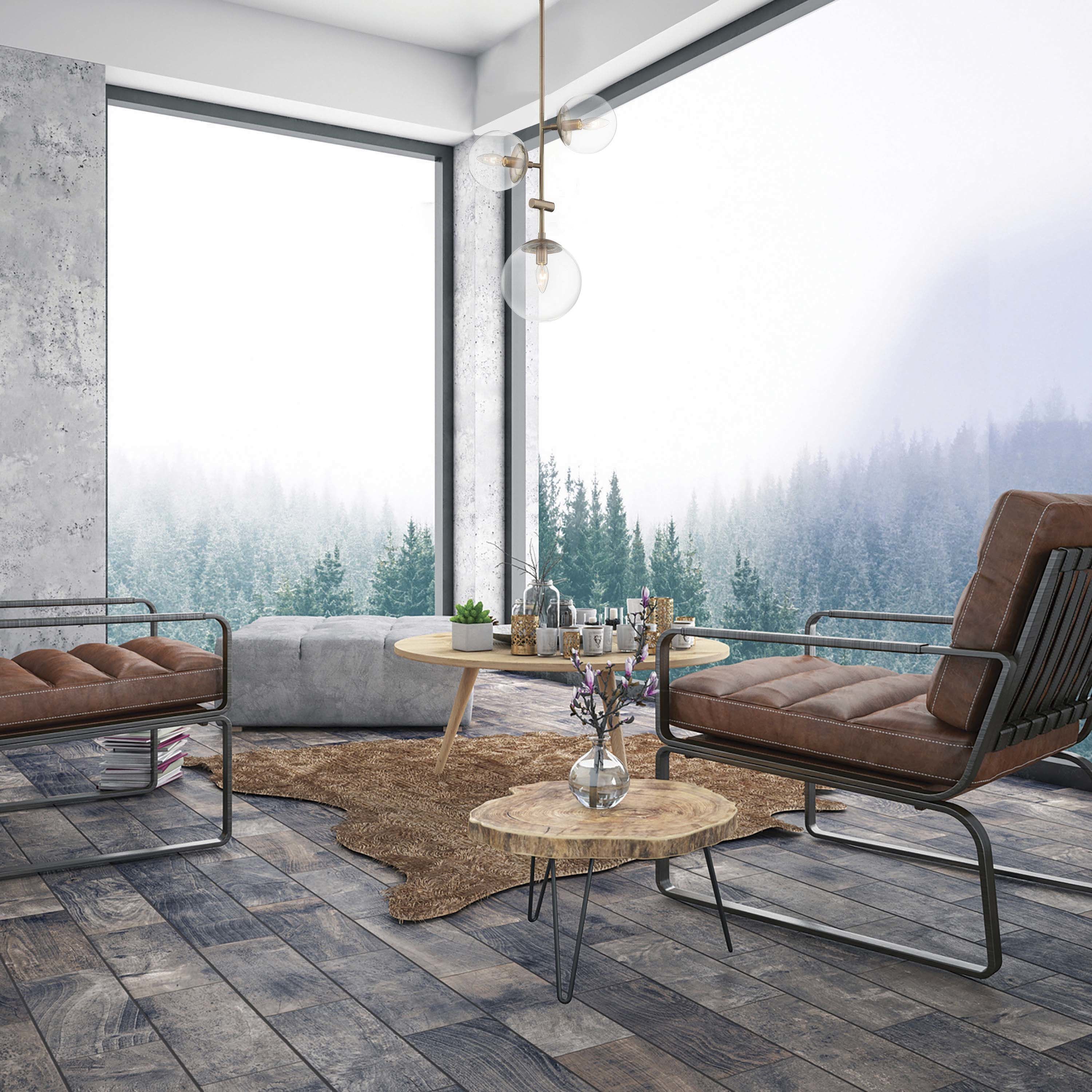 Sky 3 Light 15 inch Burnished Brass Pendant Ceiling Light