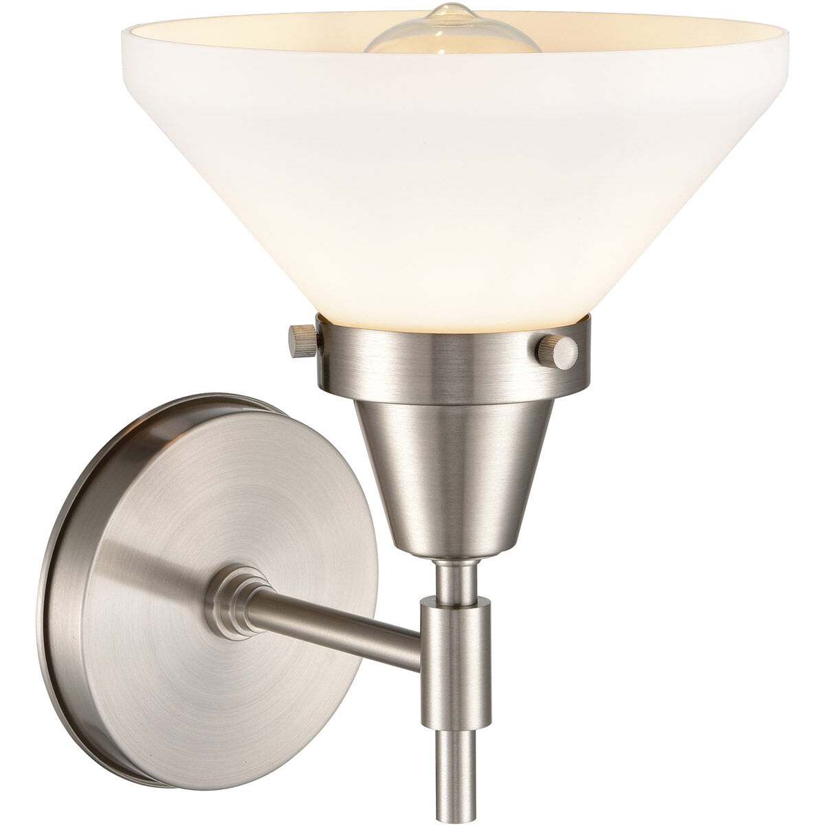 Caden LED 8 inch Satin Nickel Sconce Wall Light in White Glass