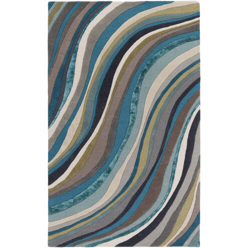 Lounge 72 X 48 inch Teal/Aqua/Taupe/Cream/Dark Brown/Ink Rugs, Rectangle
