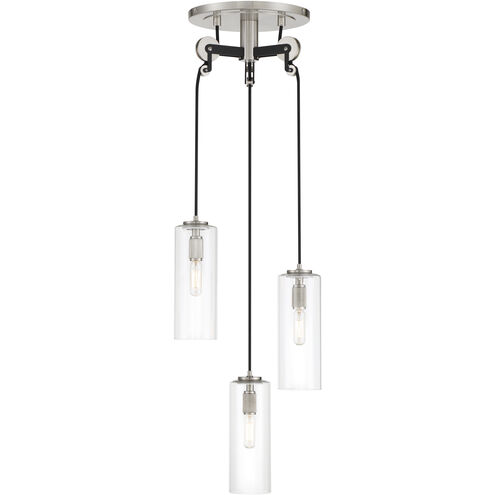 Pullman Junction 3 Light 12 inch Coal / Brushed Nickel Pan Pendant Ceiling Light