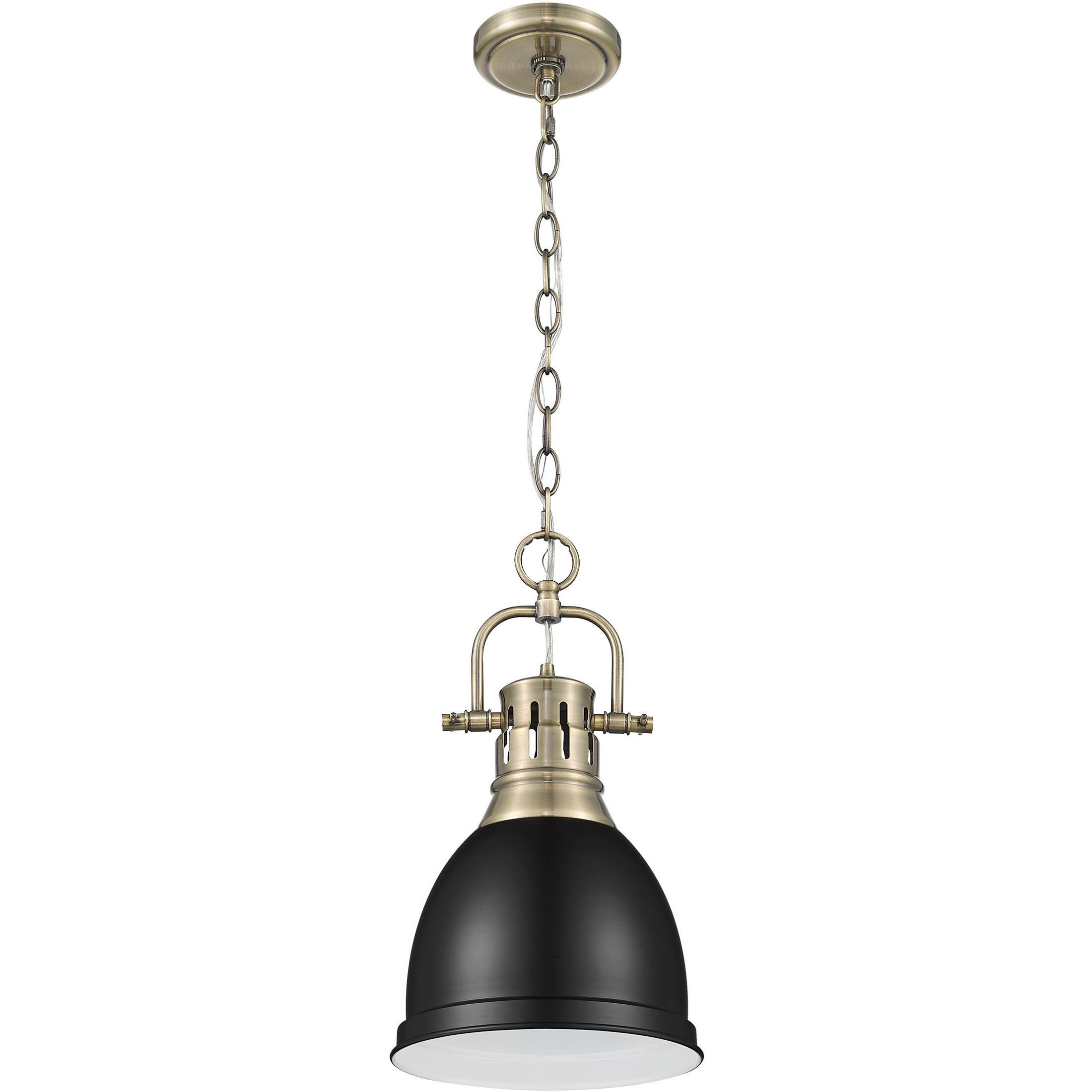 Yep Duncan 1 Light 8.88 inch Aged Brass Pendant Ceiling Light in Matte Black, Small