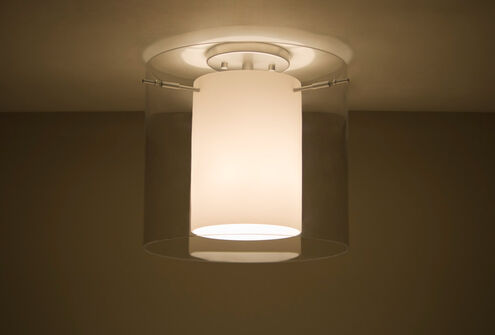 Pahu LED 12 inch Satin Nickel Semi-Flush Mount Ceiling Light in Transparent Amethyst/Opal Glass