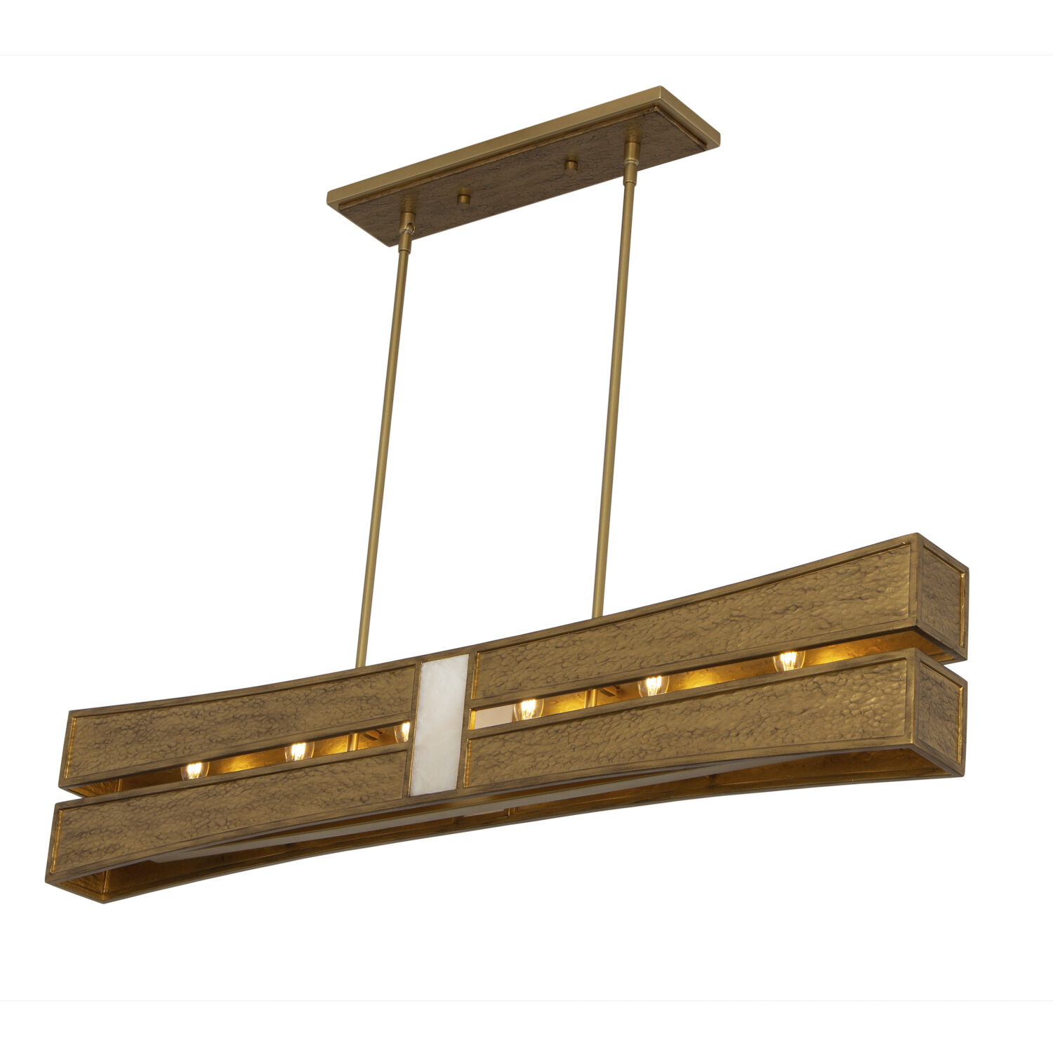 Dos 6 Light 4 inch Rustic Gold and Brushed Gold Linear Pendant Ceiling Light