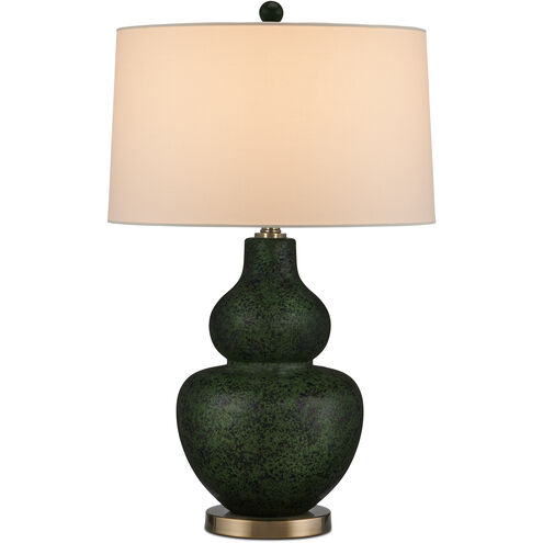 Kinnaird 27 inch 150 watt Moss Green/Antique Brass Table Lamp Portable Light