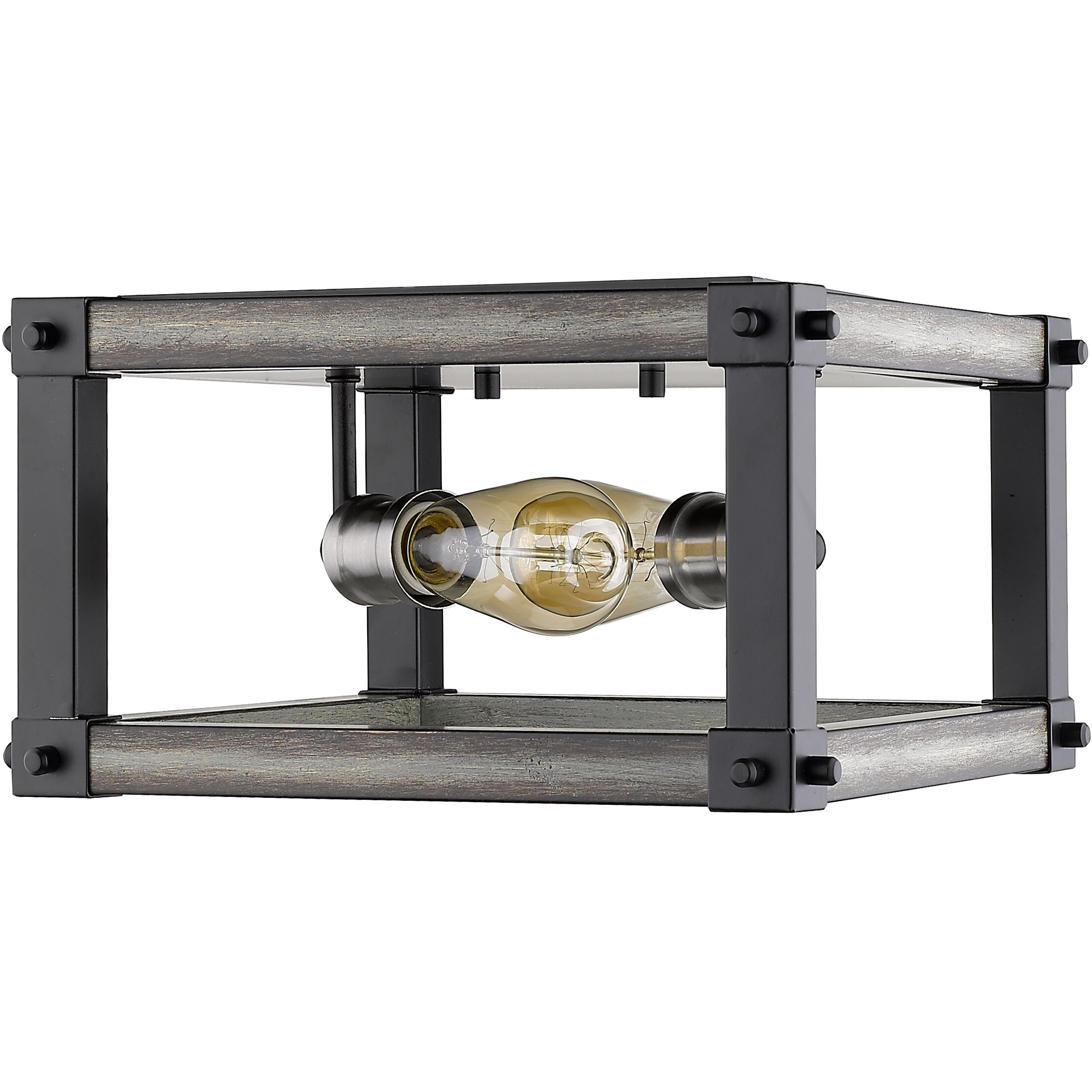 Kirkland 2 Light 12 inch Ashen Barnboard Flush Mount Ceiling Light