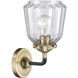 Nouveau Chatham LED 6 inch Black Antique Brass Sconce Wall Light in Clear Glass, Nouveau