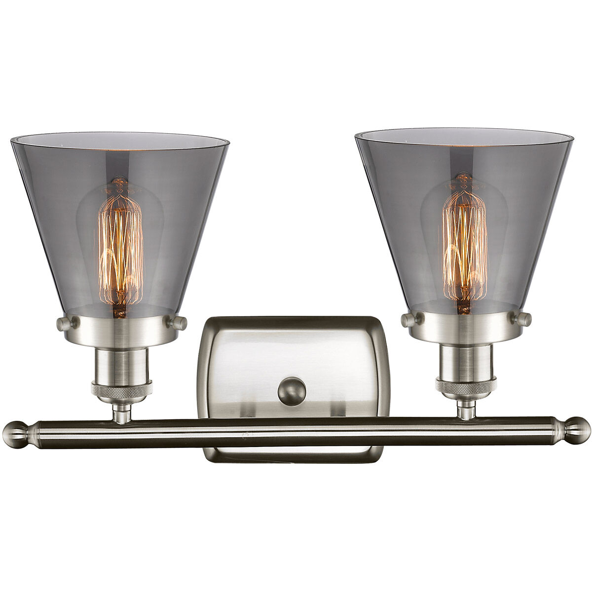 Ballston Small Cone LED 16 inch Brushed Satin Nickel Bath Vanity Light Wall Light in Plated Smoke Glass, Ballston