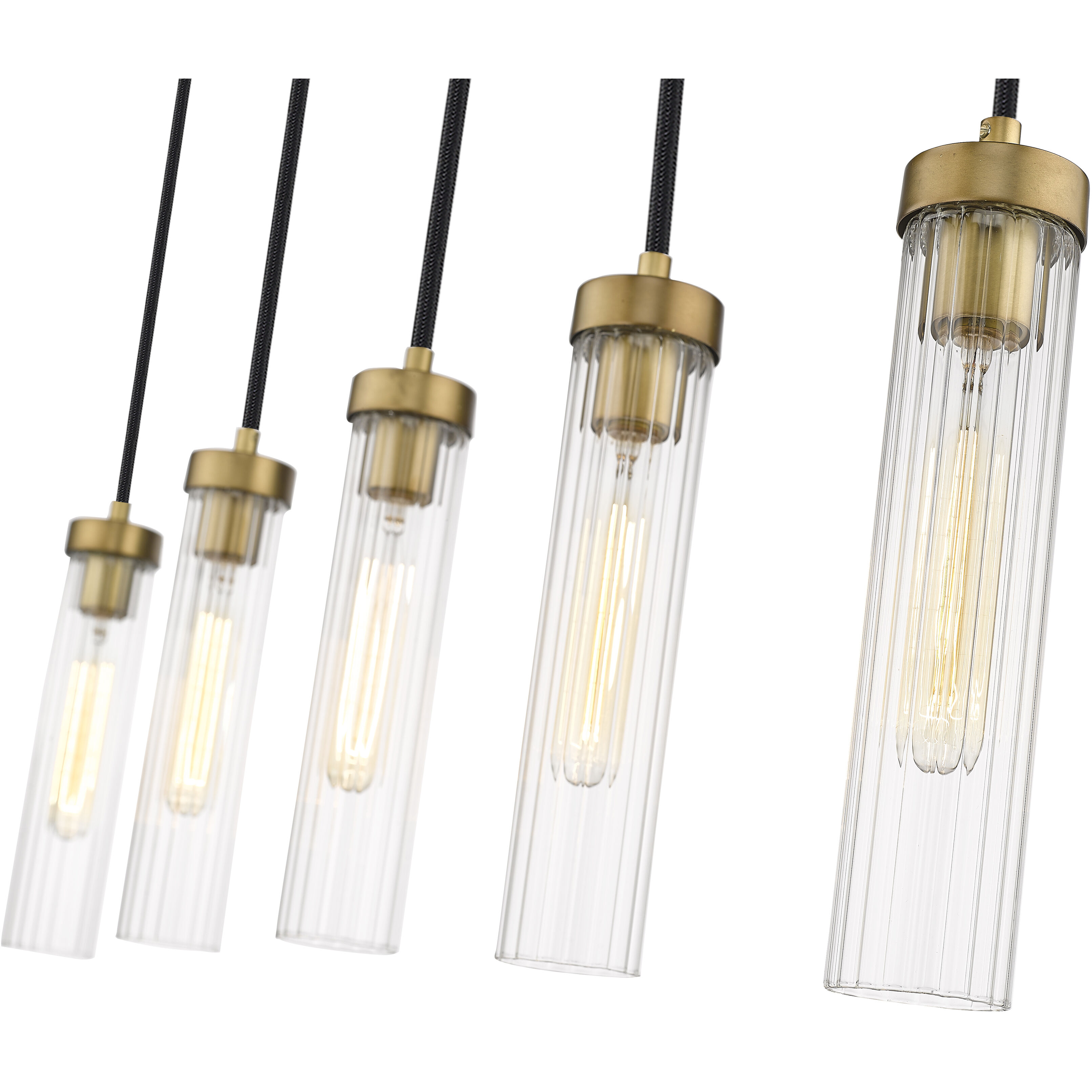 Beau 5 Light 42 inch Rubbed Brass Linear Chandelier Ceiling Light