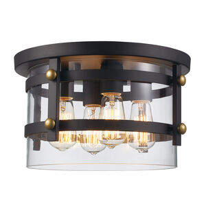 Anderson 4 Light 14 inch Rubbed Oil Bronze and Antique Gold Flushmount Ceiling Light