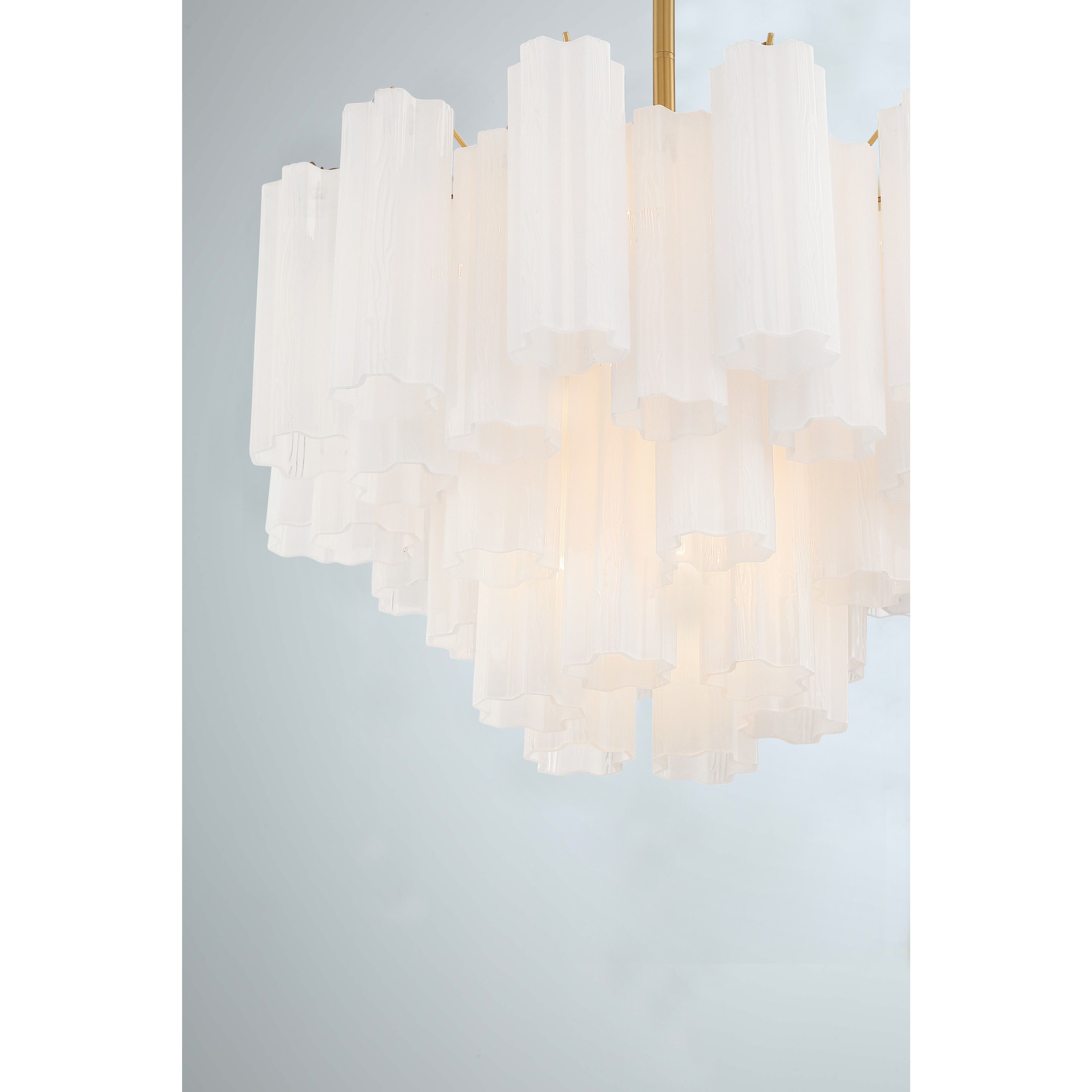 Addis 9 Light 22 inch Aged Brass Chandelier Ceiling Light in Tronchi Glass White