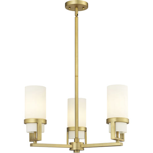 Utopia 3 Light 21.5 inch Brushed Brass Pendant Ceiling Light in Matte White Glass
