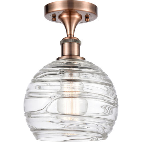 Ballston Deco Swirl LED 8 inch Antique Copper Semi-Flush Mount Ceiling Light, Ballston