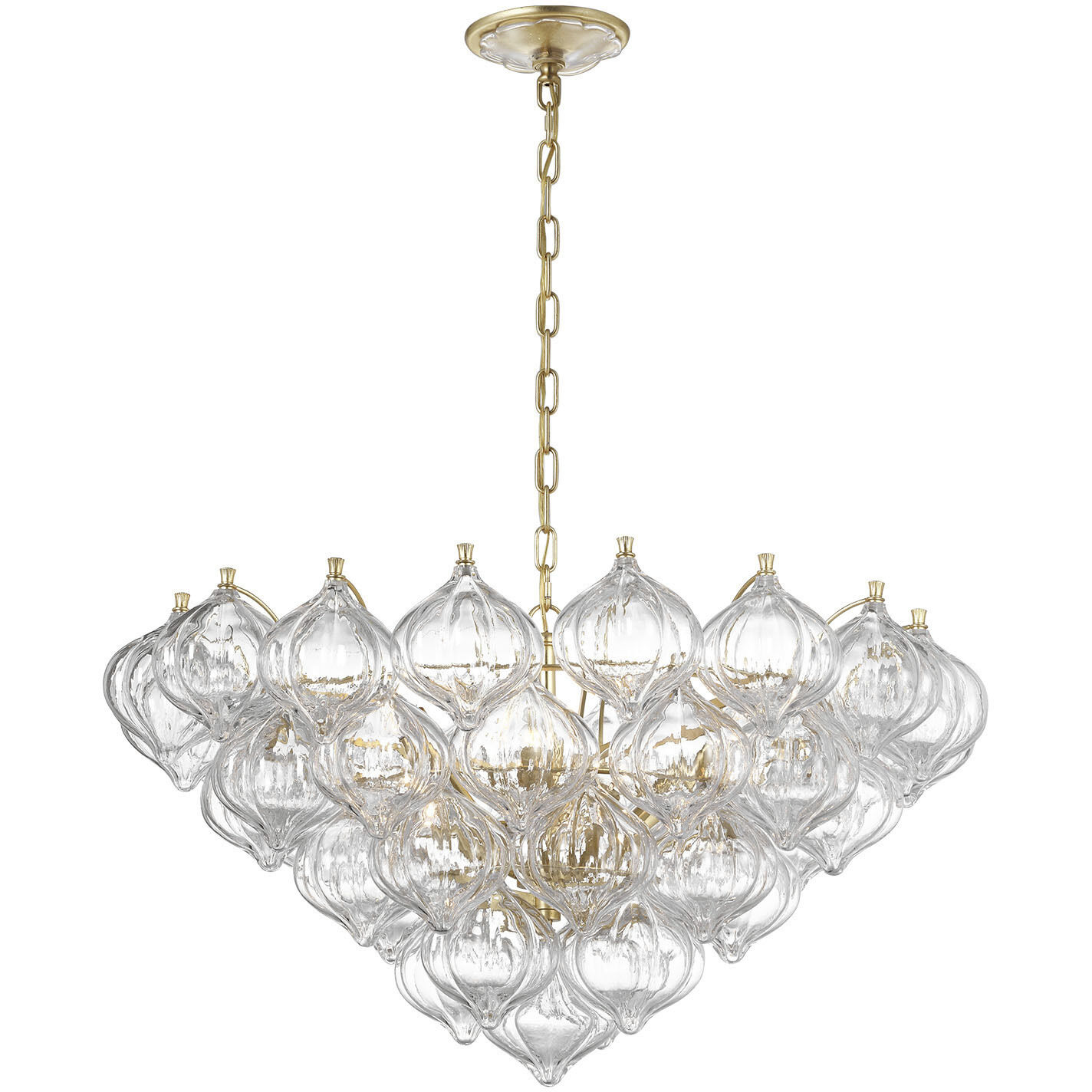 Julie Neill Caselli LED 35.5 inch Gild Basket Chandelier Ceiling Light in Clear Glass