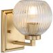 Yep Elliott Vanity Wall Light in Brushed Champagne Brass, Ribbed