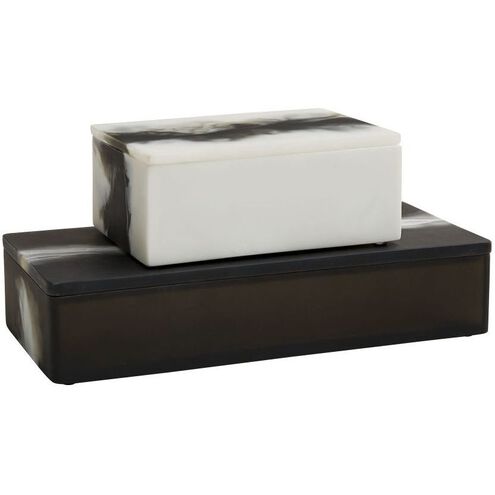 Hollie 12.5 inch Black & White Boxes, Set of 2